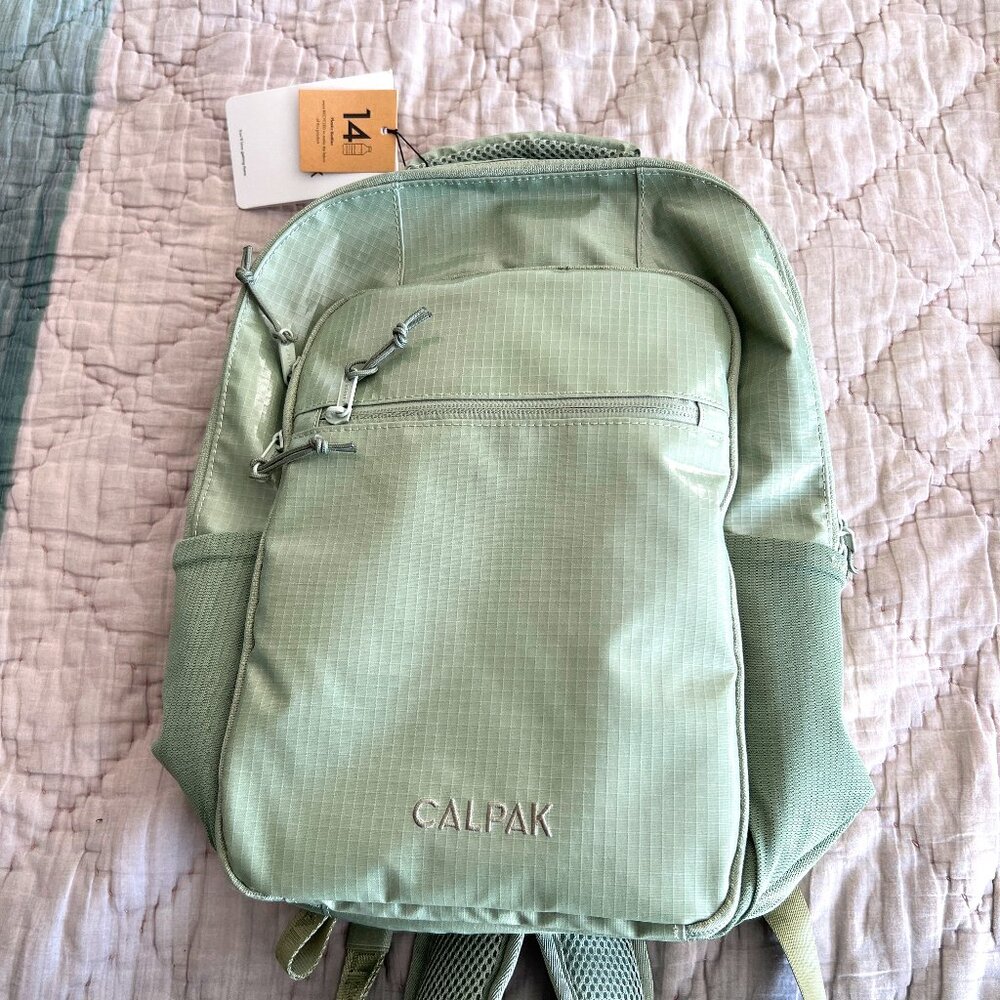 calpak terra laptop backpack in juniper green